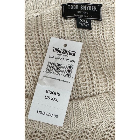 TODD SNYDER LINEN CREWNECK SWEATER in Bisque NWT Size XXL - Picture 8 of 10